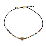 Colorful Glass Bead Heart Adjustable Bracelet - Confía Collective