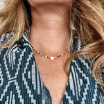 Colorful Glass Bead Heart Necklace - Confía Collective