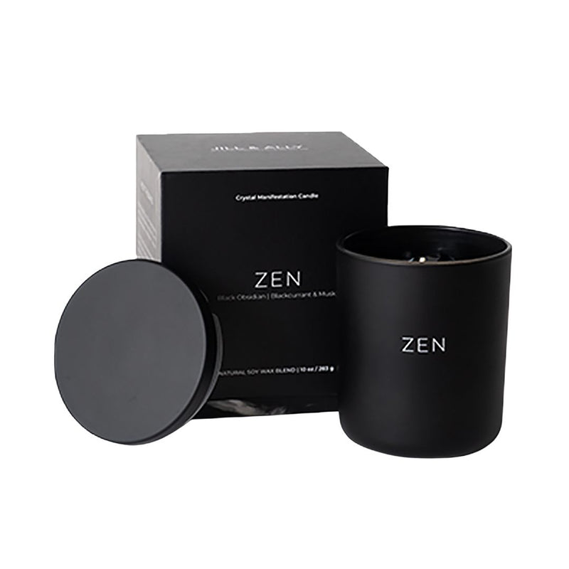 Zen Candle with Black Obsidian Crystal