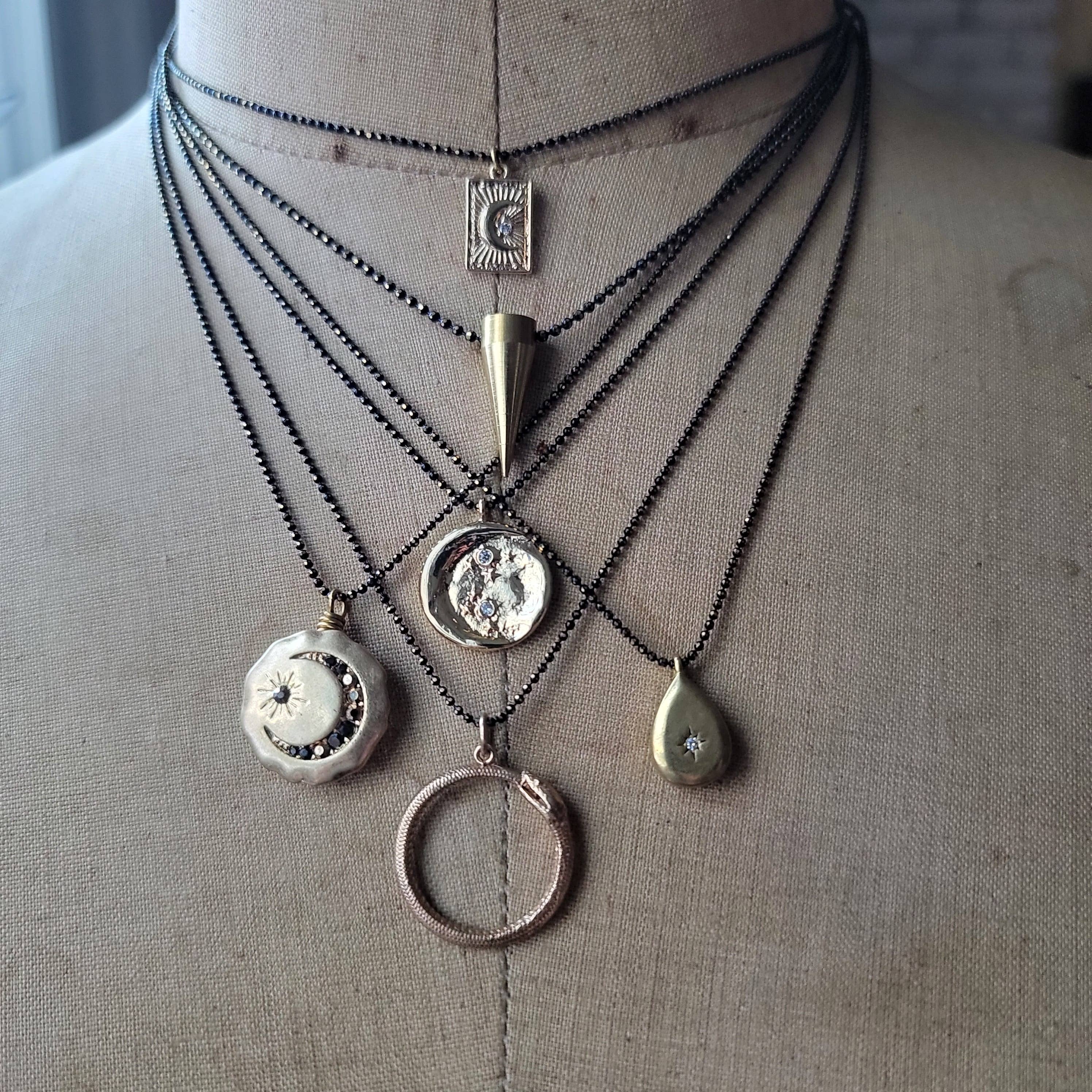 Crescent Moon Starburst Rhinestone Necklace - Confía Collective