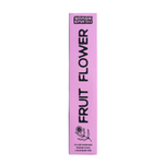 A tall, narrow pink box for Brass Earth Fruit Flower incense sticks, featuring bold black text and a small line drawing of a flower, set against a white background.