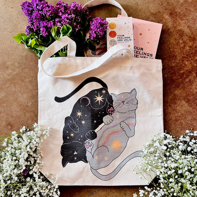 Cosmic Cats Canvas Tote Bag