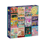 Colorful puzzle box with astrological design on a white background