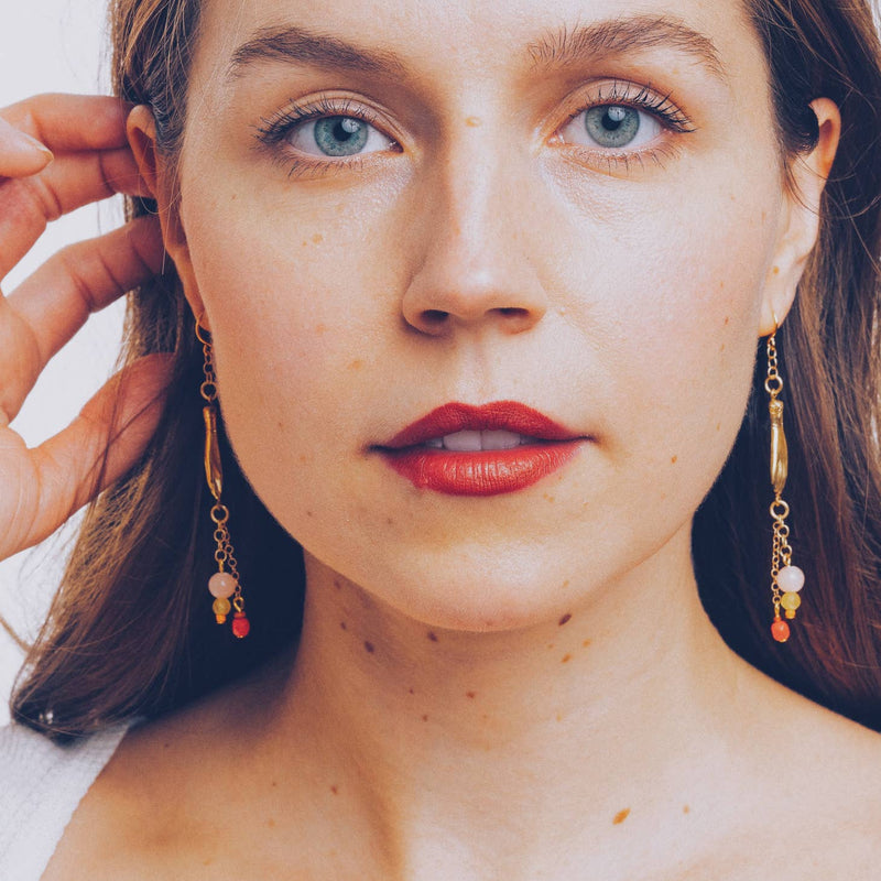 Long Dangle Hand Charm Earrings