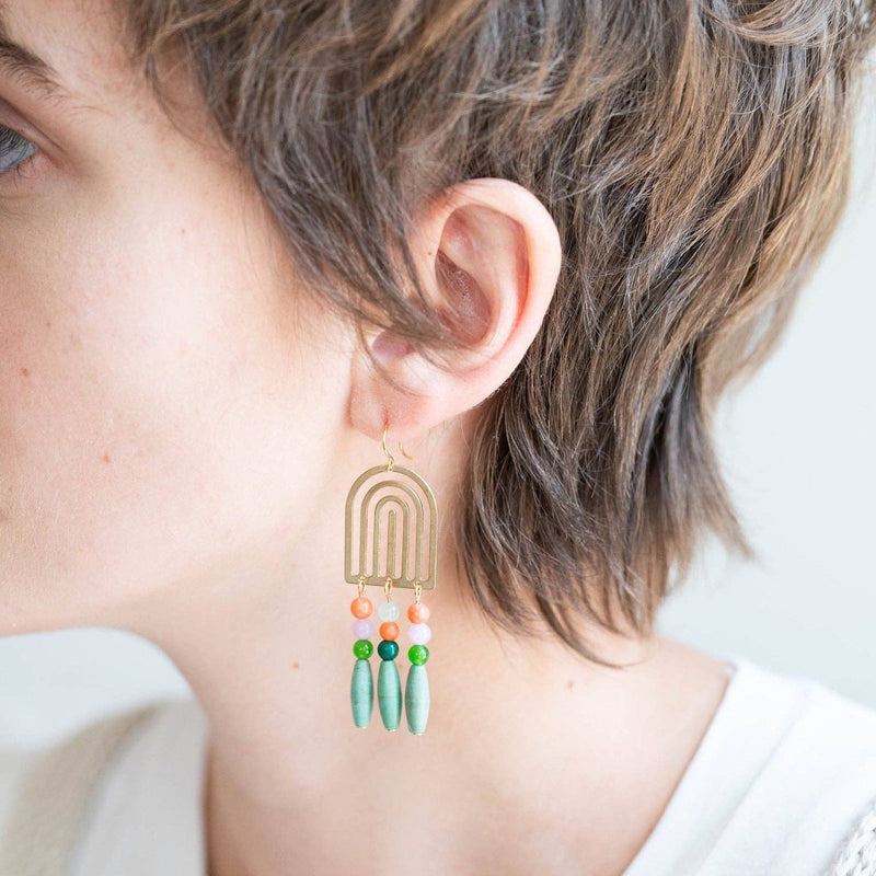 Fancy Gemstone Rainbow Chandelier Earrings