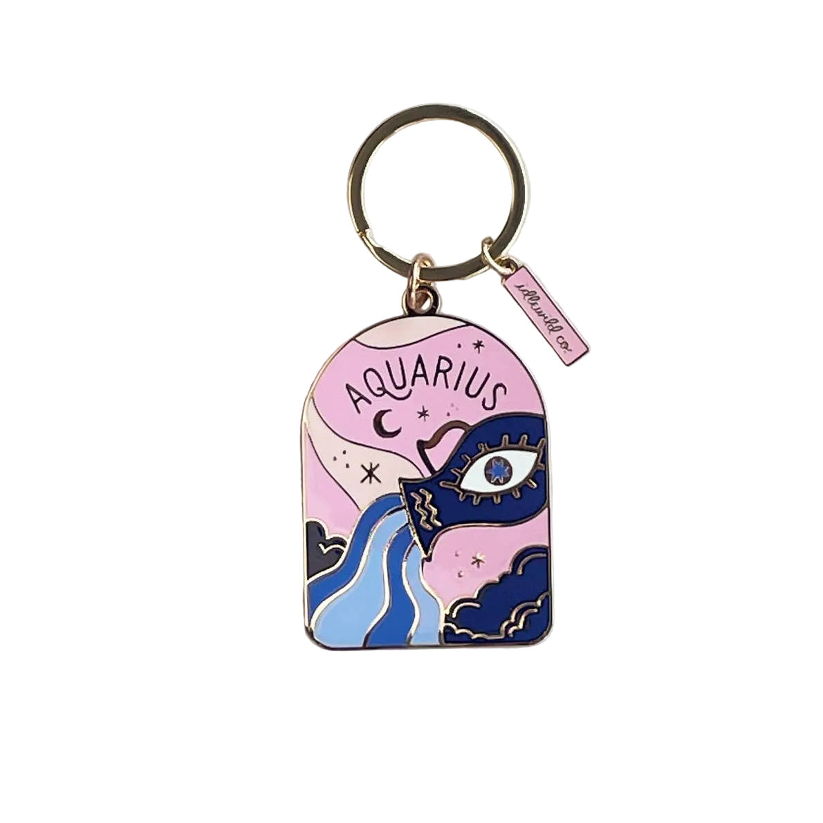 Aquarius zodiac keychain on a white background