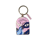 Aquarius zodiac keychain on a white background