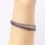 Garnet Crystal Gemstone Necklace/Triple Bead Bracelet - Confía Collective