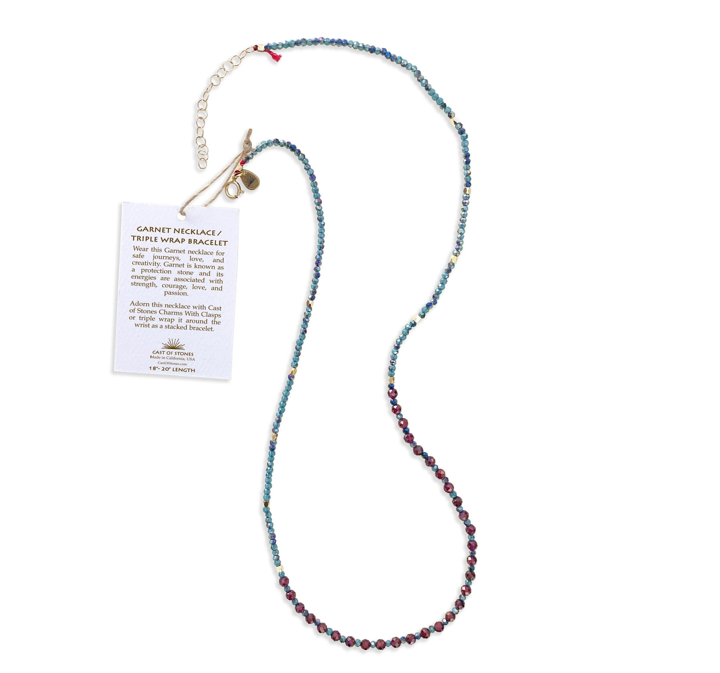 Garnet Crystal Gemstone Necklace/Triple Bead Bracelet - Confía Collective