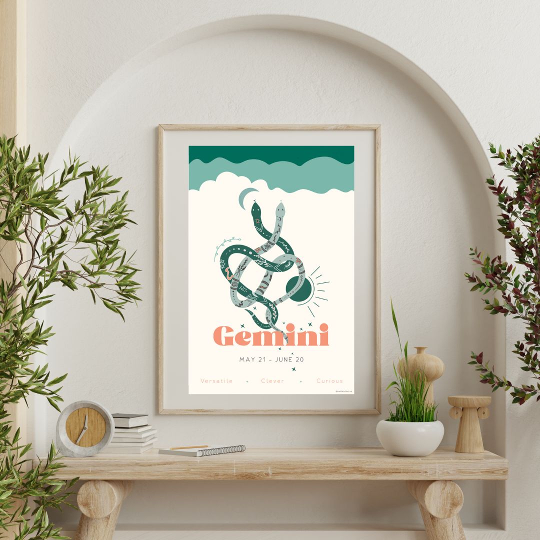 Gemini Zodiac Poster - Confía Collective