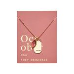 October Gold Birthstone Necklace on pink card - Confía Collective