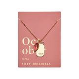 October Gold Birthstone Necklace on pink card - Confía Collective