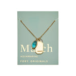 March Gold Birthstone Necklace  on green card- Confía Collective