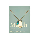 March Gold Birthstone Necklace  on green card- Confía Collective