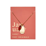January Gold Birthstone Necklace on red card - Confía Collective