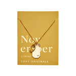 November Gold Birthstone Necklace on yellow card - Confía Collective