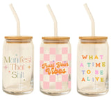 Good Vibes Glasses with Lid and Straw - Confía Collective