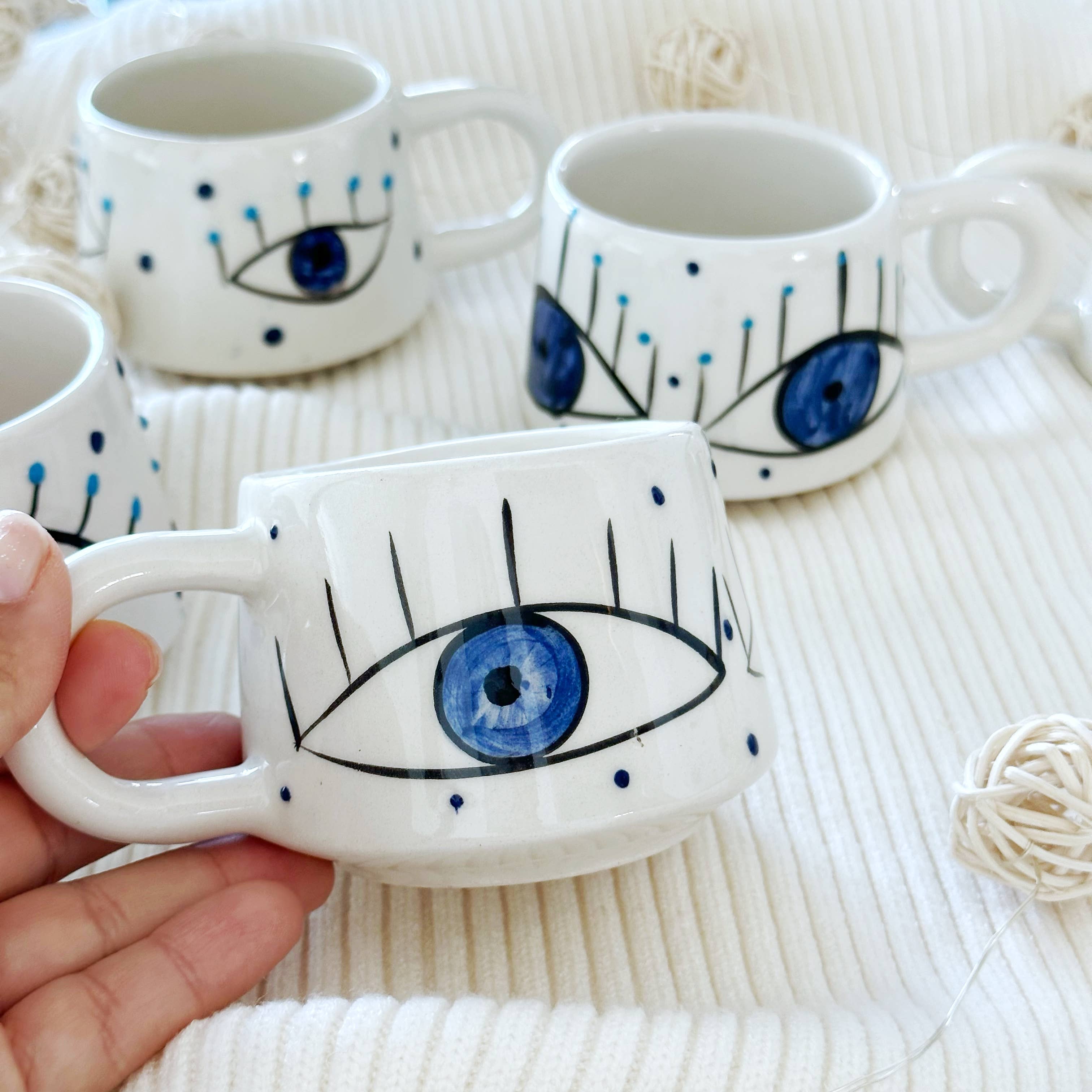 Handmade Evil Eye Coffee Mug - Confía Collective