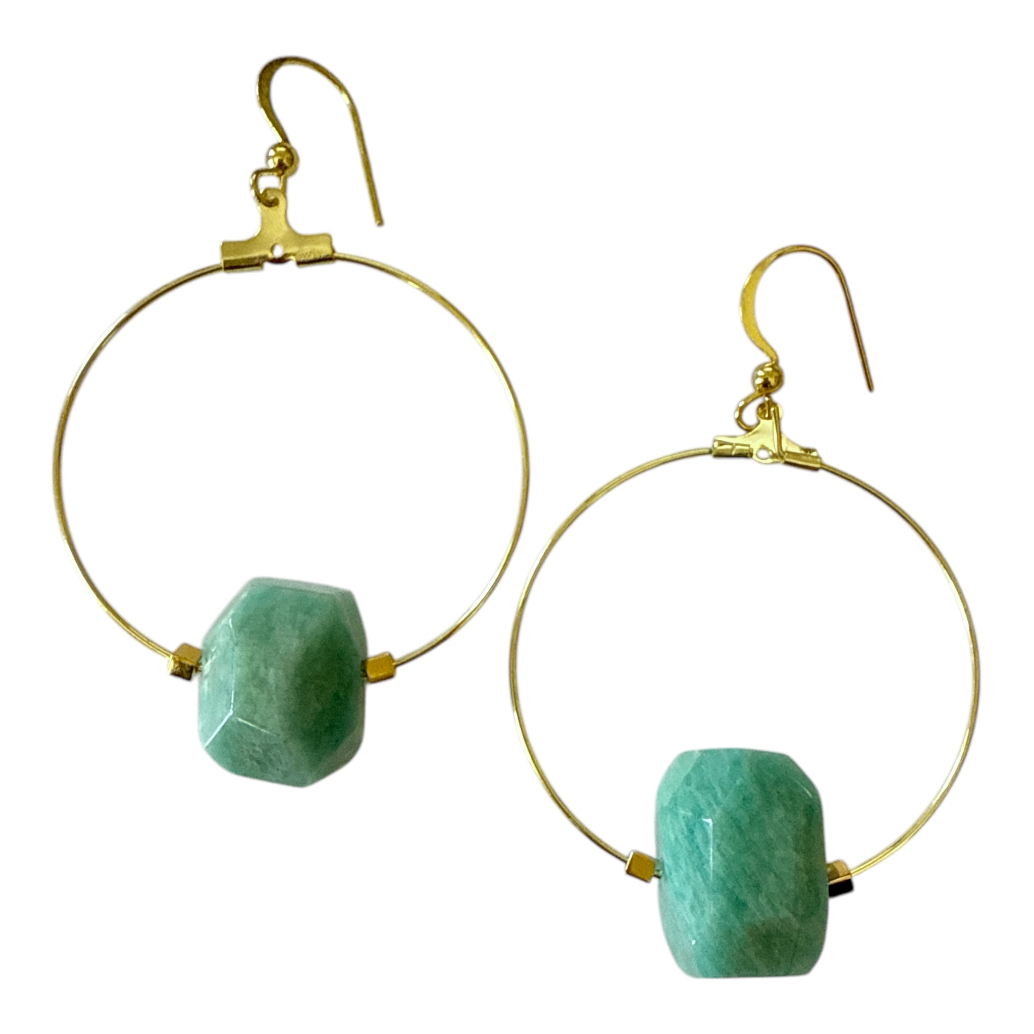 Larimar Turquoise Gold Plated Hoop Earring - Confía Collective