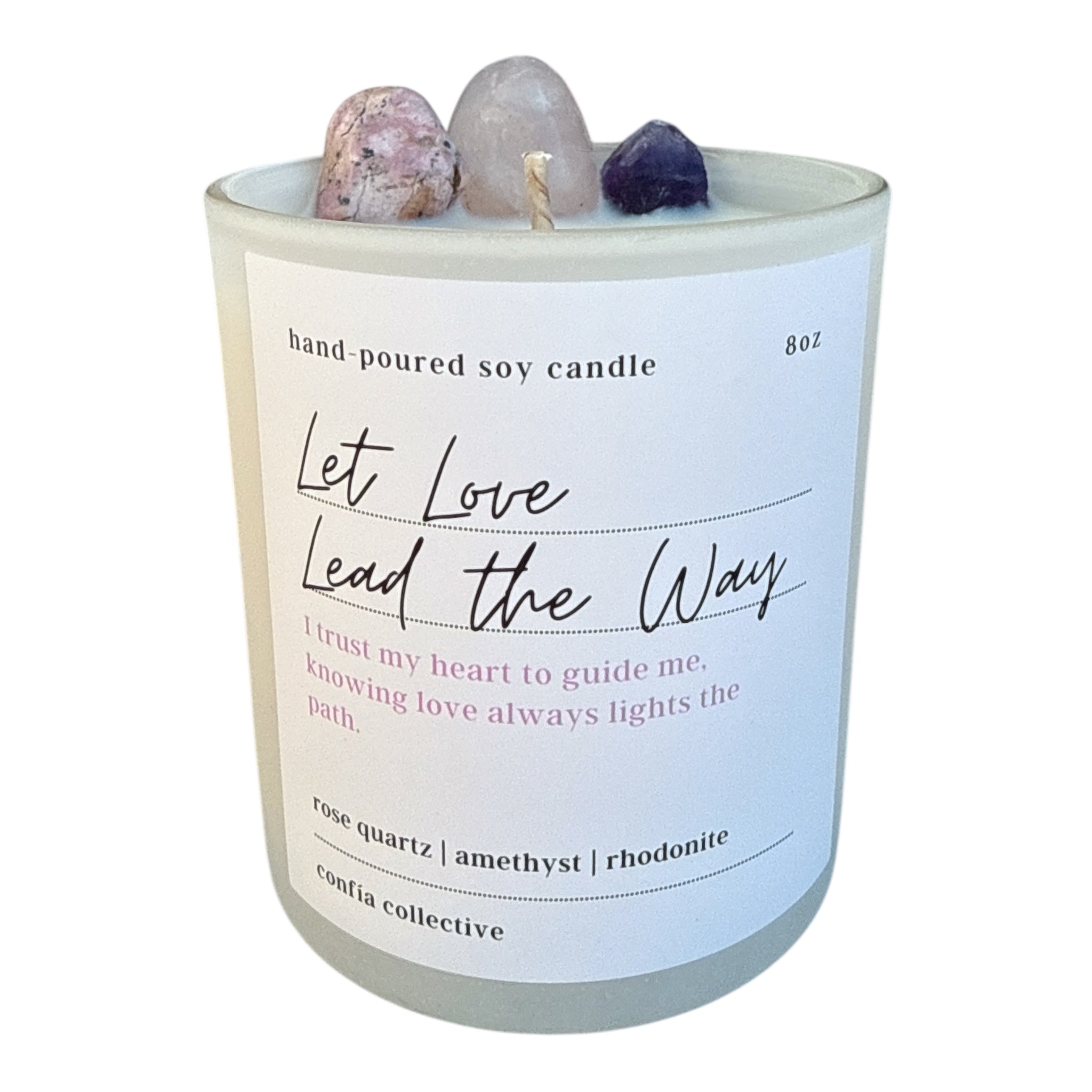 Let Love Lead The Way Confía Crystal Candle - Confía Collective