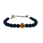 Men's Baltic Amber and Lava Stone Adjustable Bracelet - Confía Collective
