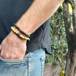 Men's Baltic Amber and Lava Stone Adjustable Bracelet - Confía Collective