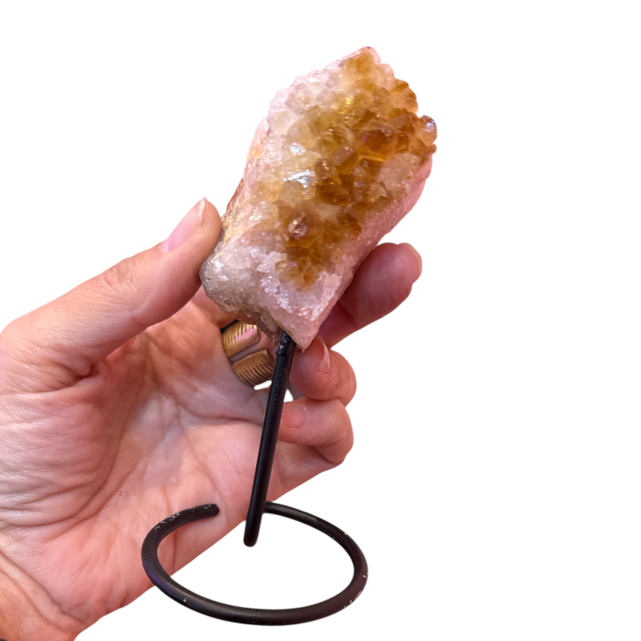 Mini Citrine Druzy Crystal on Stand - Confía Collective
