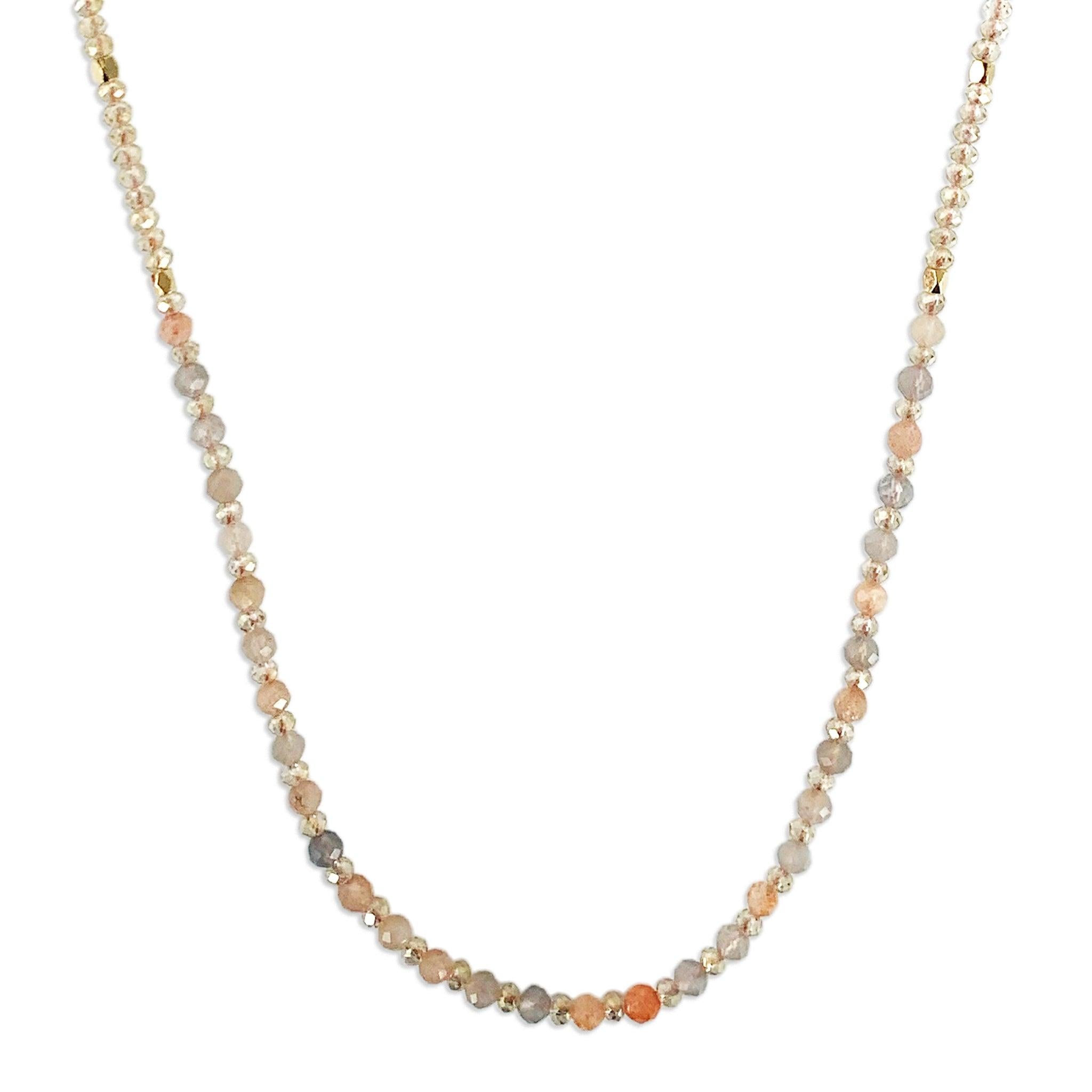 Moonstone Crystal Gemstone Necklace/Triple Bead Bracelet - Confía Collective