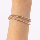 Moonstone Crystal Gemstone Necklace/Triple Bead Bracelet - Confía Collective