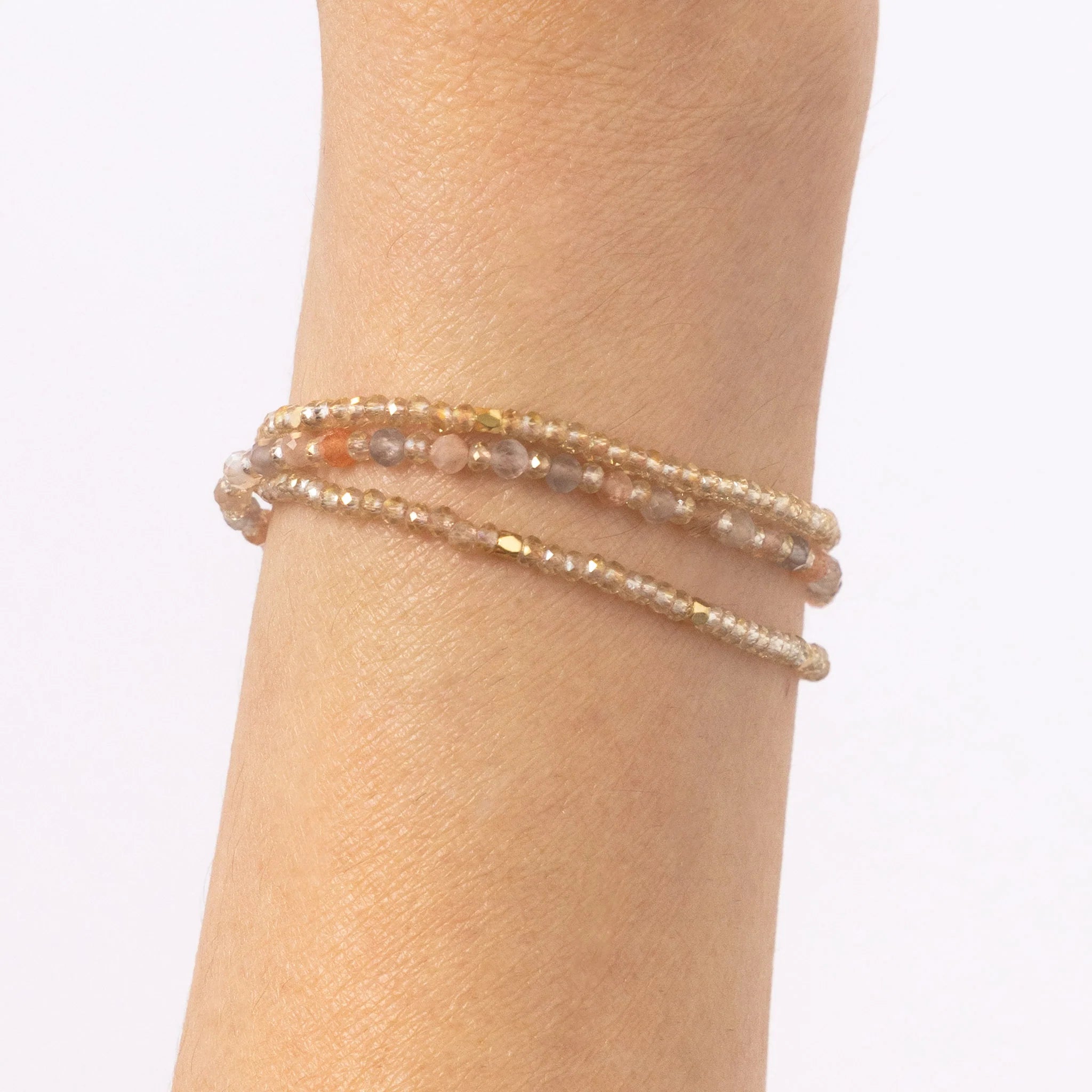 Moonstone Crystal Gemstone Necklace/Triple Bead Bracelet - Confía Collective