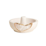 Natural Quartz Geode Incense Holder in Cream & Gold - Confía Collective