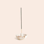 Natural Quartz Geode Incense Holder in Cream & Gold - Confía Collective