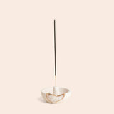 Natural Quartz Geode Incense Holder in Cream & Gold - Confía Collective