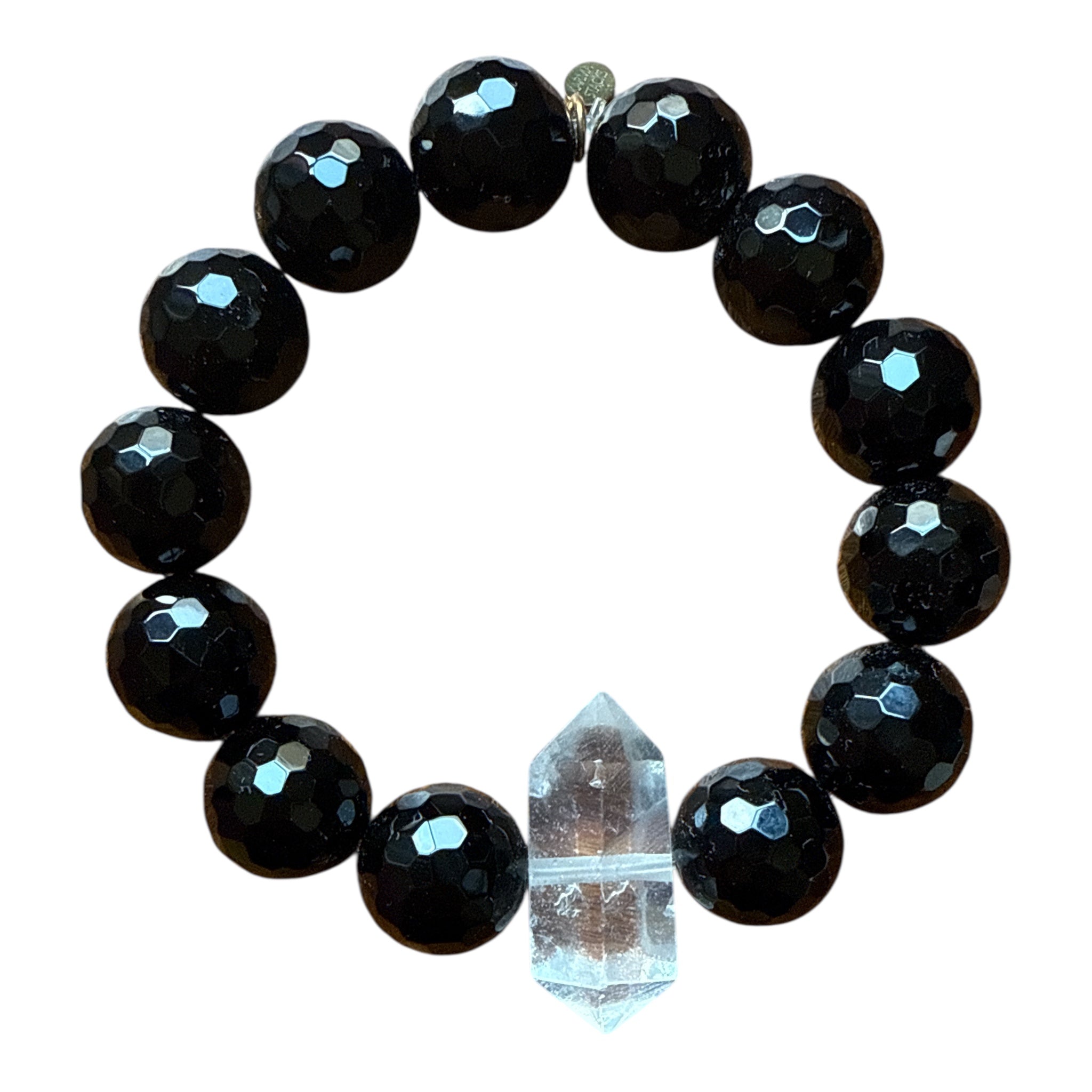 Onyx + Clear Quartz Big Bauble Bracelet - Confía Collective
