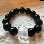 Onyx + Clear Quartz Big Bauble Bracelet - Confía Collective