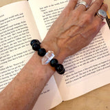 Onyx + Clear Quartz Big Bauble Bracelet - Confía Collective