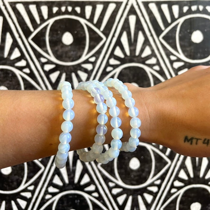 Opalite Crystal 8mm Bead Bracelet - Confía Collective