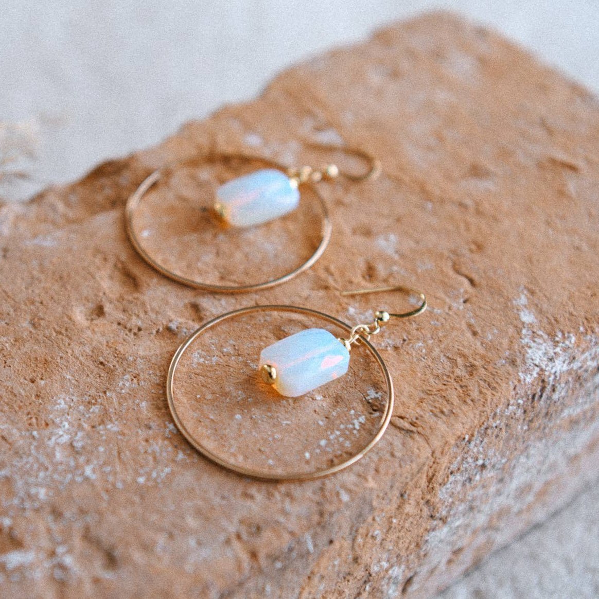 Opalite Hoop Earrings - Confía Collective