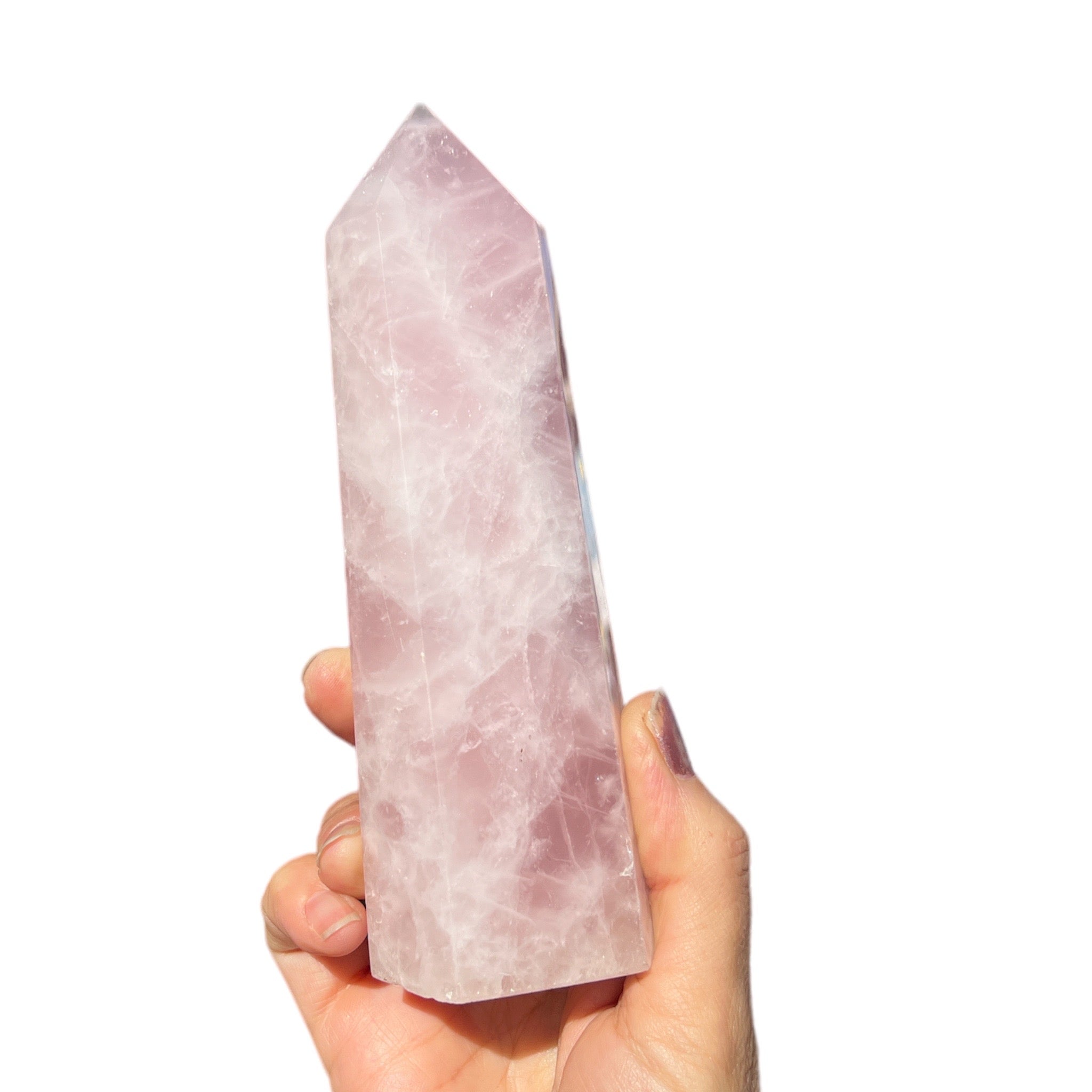 Polished Rose Quartz Crystal Obelisk Tower - Confía Collective