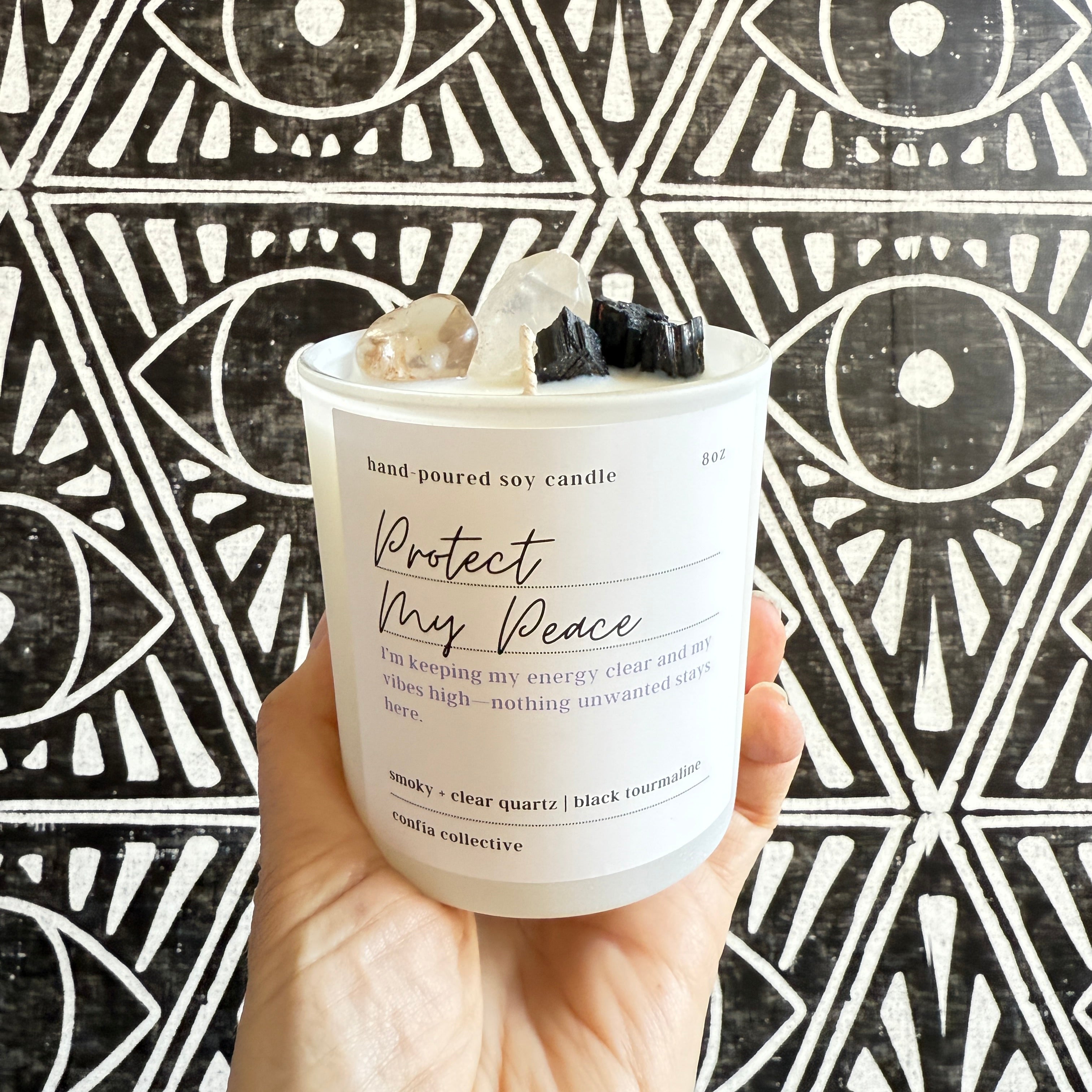 Protect My Peace Confía Crystal Candle - Confía Collective