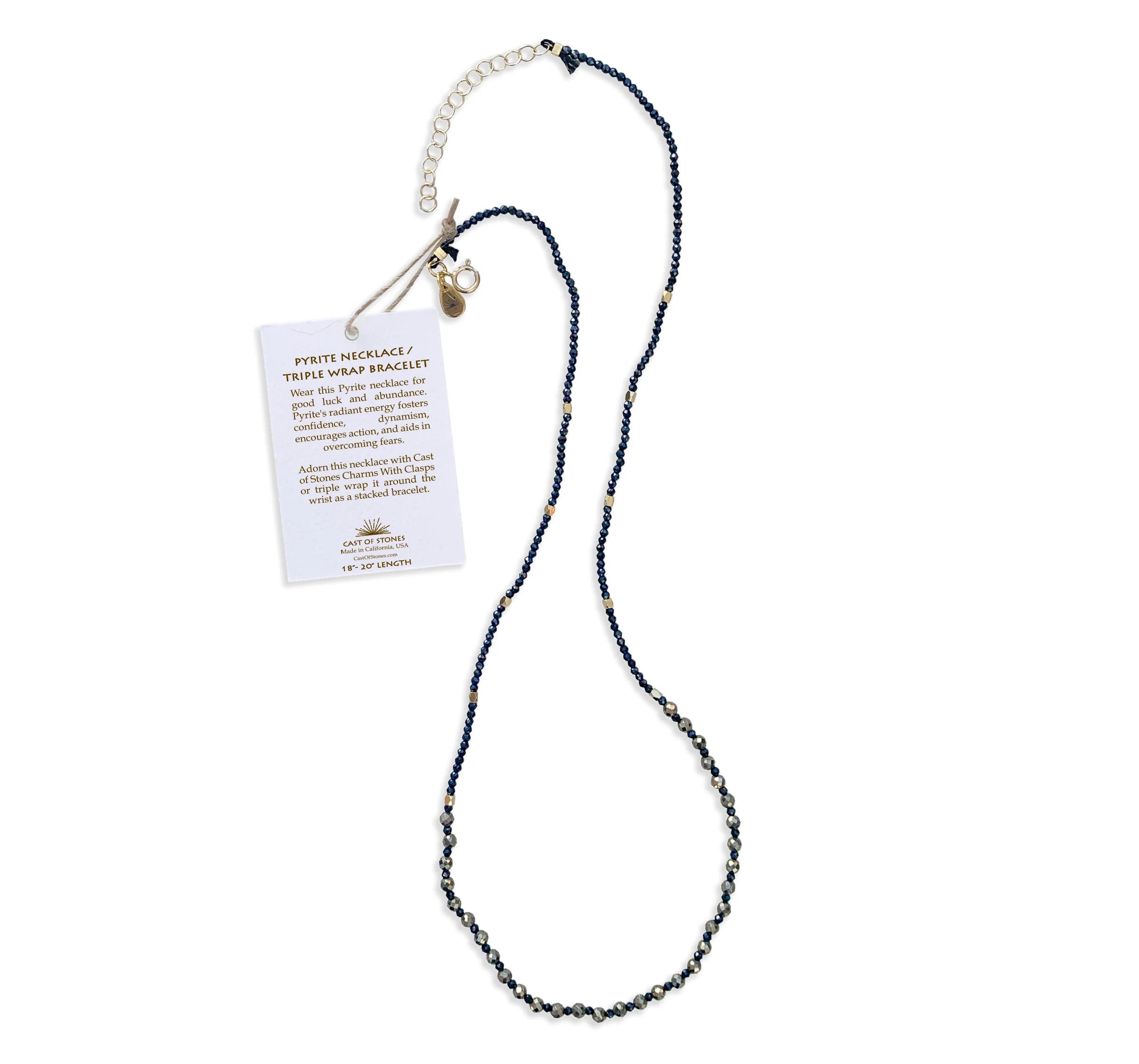 Pyrite Crystal Gemstone Necklace/Triple Bead Bracelet - Confía Collective