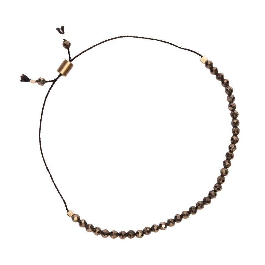 Pyrite Dainty Gemstone Adjustable Bracelet - Confía Collective