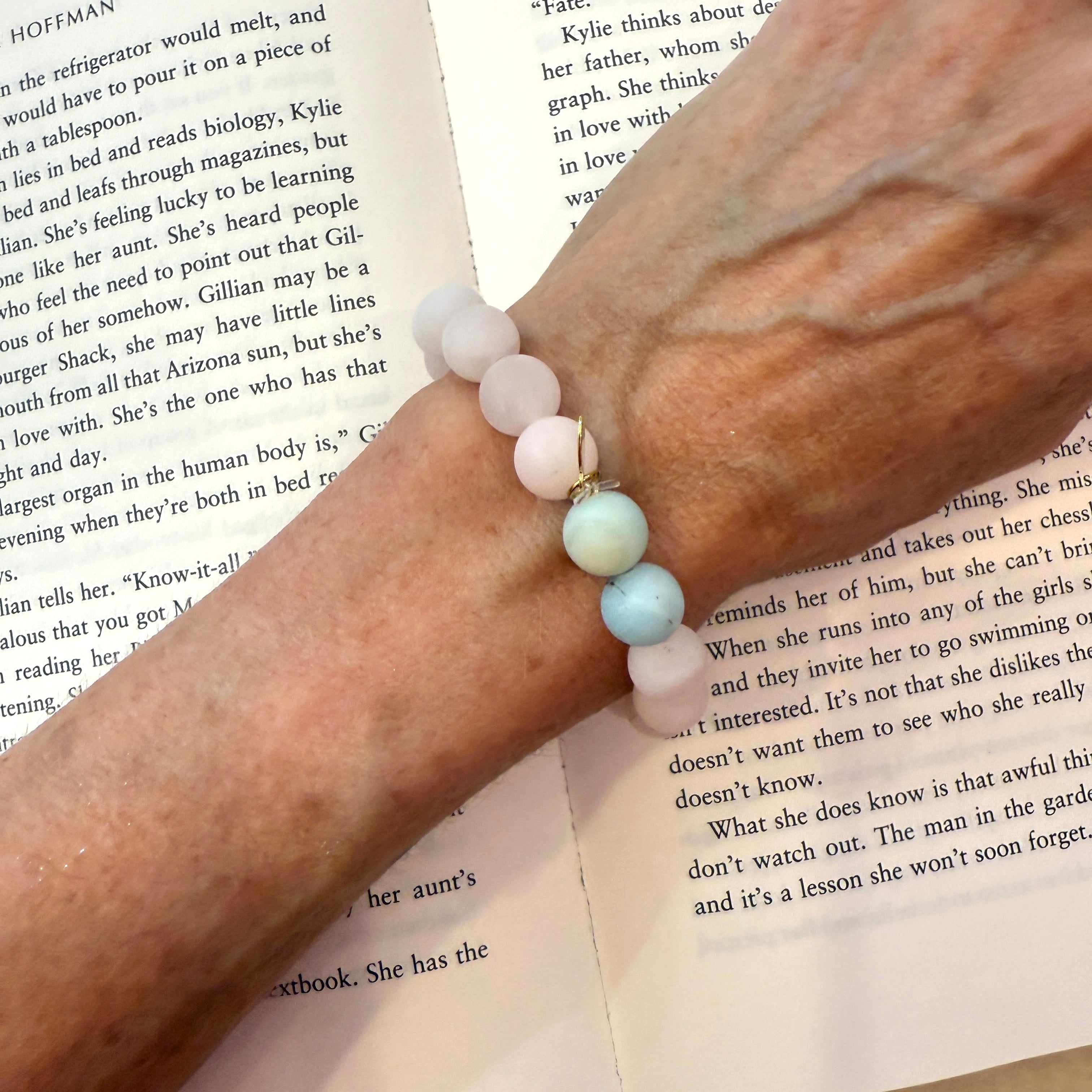 Rose Quartz + Amazonite Karma Double Bead Bracelet - Confía Collective