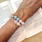 Rose Quartz + Amazonite Karma Double Bead Bracelet - Confía Collective