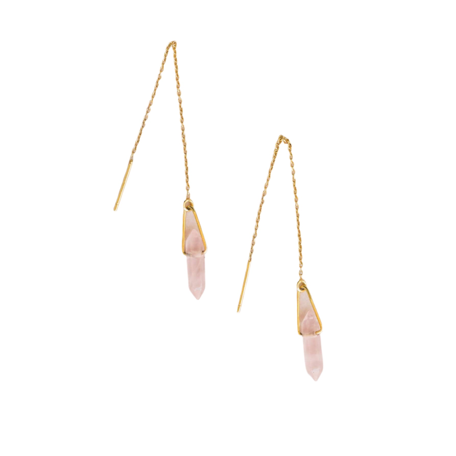 Rose Quartz Threader Earrings - Confía Collective