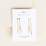 Rose Quartz Threader Earrings - Confía Collective