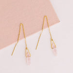 Rose Quartz Threader Earrings - Confía Collective