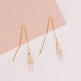 Rose Quartz Threader Earrings - Confía Collective