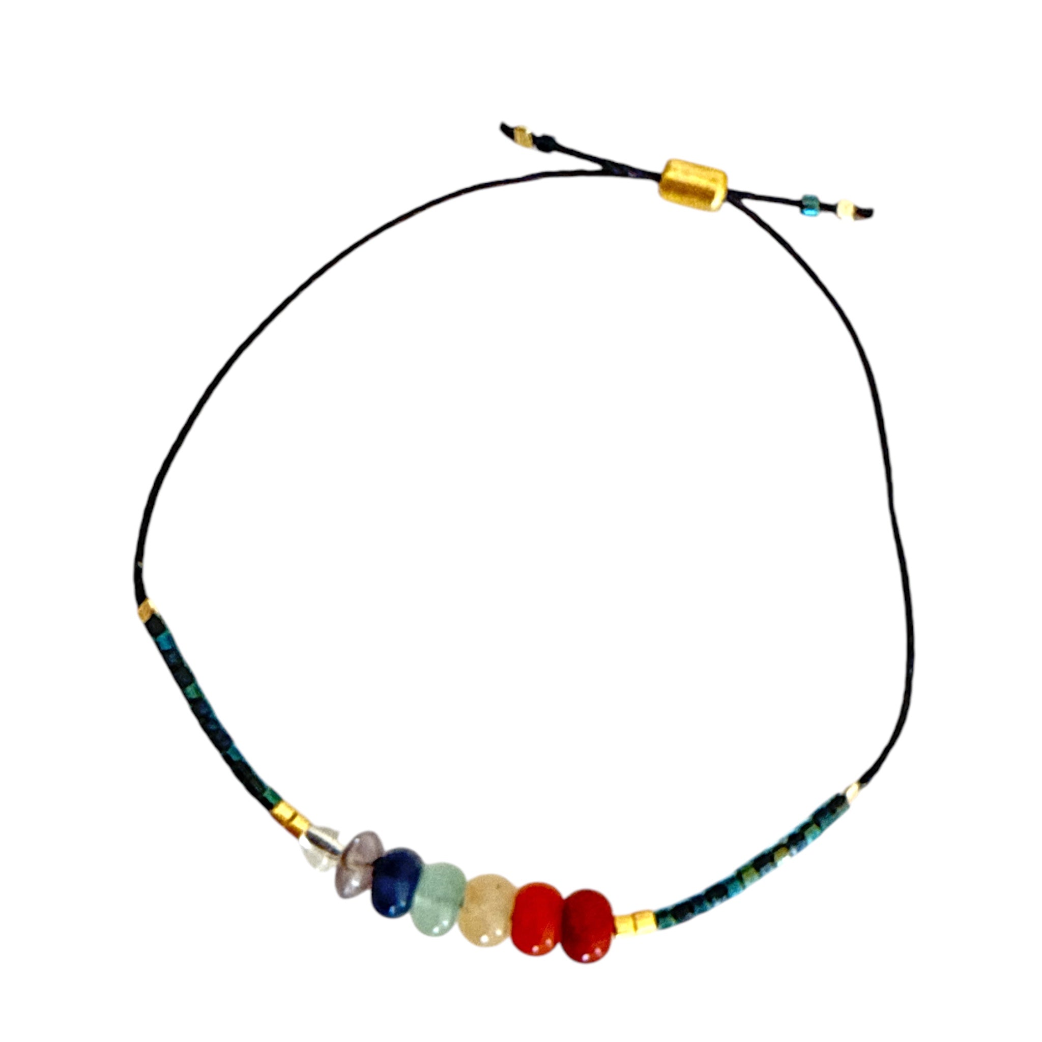 Seven Chakras Gemstone Adjustable Bracelet - Confía Collective