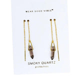 Smoky Quartz Crystal Threader Earrings - Confía Collective